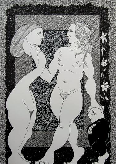Original Surrealism Nude Drawings by Ronan Crowley