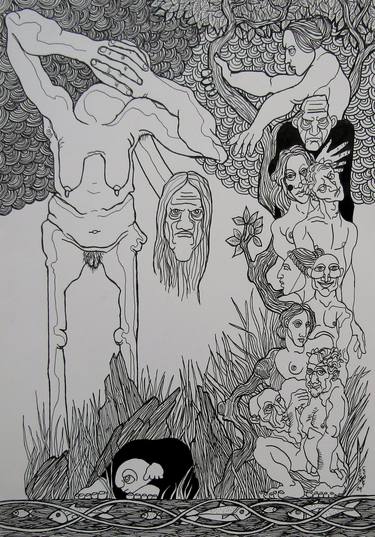 Original Surrealism Nude Drawings by Ronan Crowley