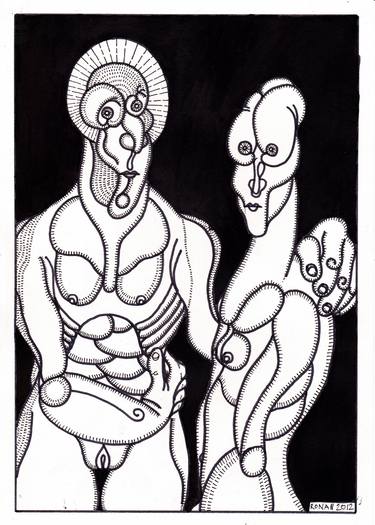Print of Surrealism Nude Drawings by Ronan Crowley