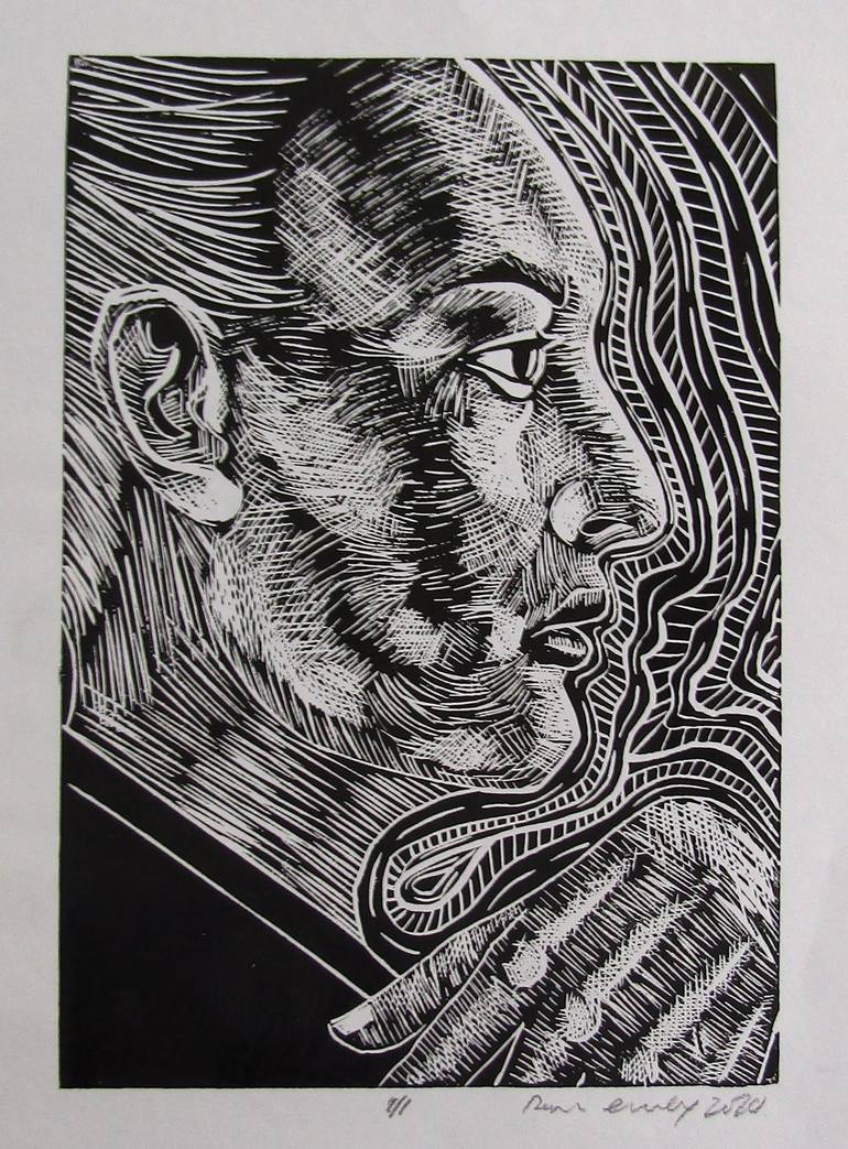 Are you a boy or a girl? - Letterpress printed linocut portrait — Crowing  Hens Bindery