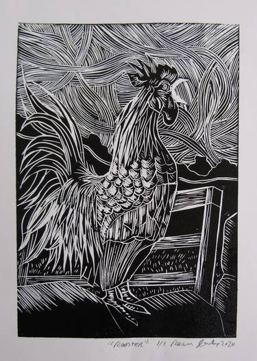 Rooster-Linoprint thumb