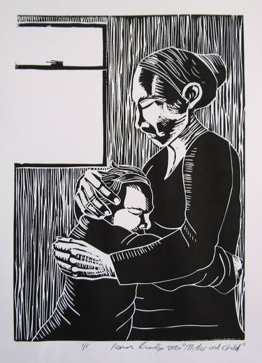 Mother and child. Linoprint thumb