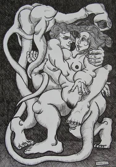 Print of Surrealism Love Drawings by Ronan Crowley