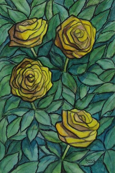 Print of Art Deco Floral Paintings by Ronan Crowley