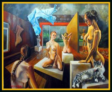 Original Surrealism Nude Paintings by Elicio Martinez Corcuera