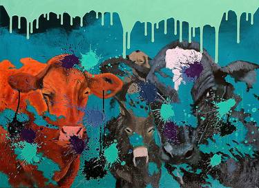 Print of Cows Paintings by raphael zelfa