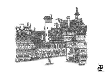 Original Realism Architecture Drawings by Hubert Cance