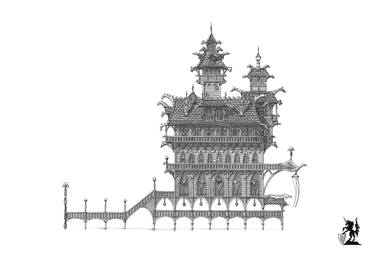 Original Figurative Architecture Drawings by Hubert Cance