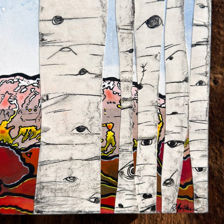 Original Abstract Mountain Mixed Media by Robin Arthur
