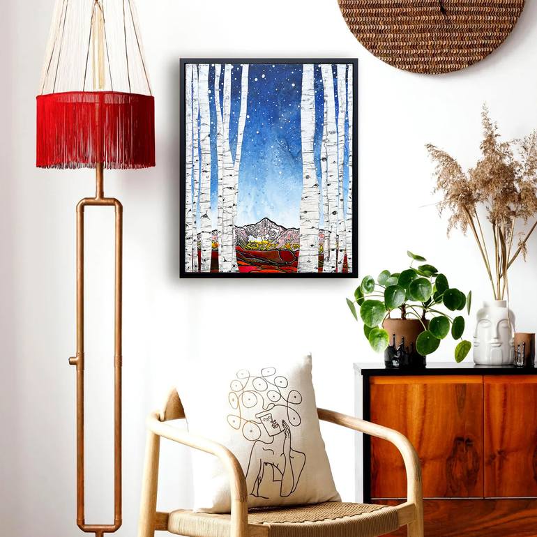 Original Abstract Mountain Mixed Media by Robin Arthur