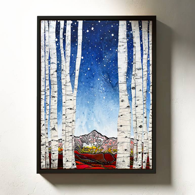Original Abstract Mountain Mixed Media by Robin Arthur