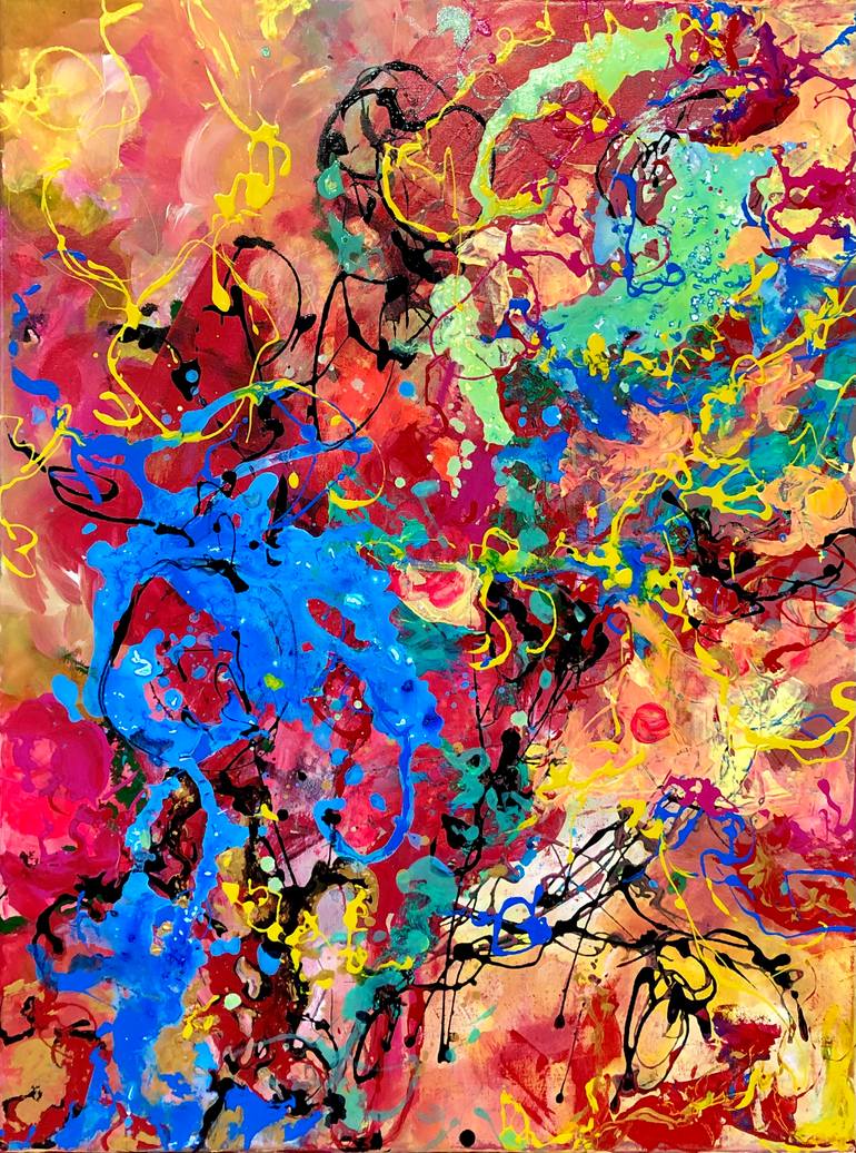 Original Abstract Painting by Christina Muth-wendler | Abstract Art on Canvas | Fly Me To The Moon
