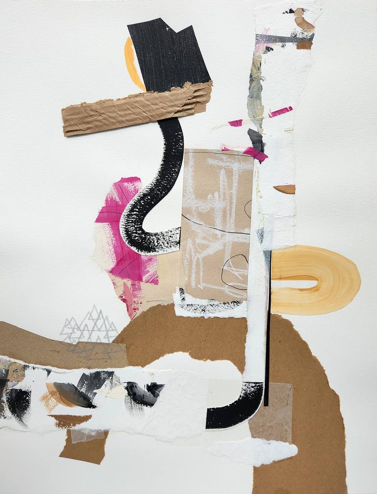 Original Abstract Collage by Liz Mares | Abstract Art on Acrylic | Sharing Borders with the Stacks