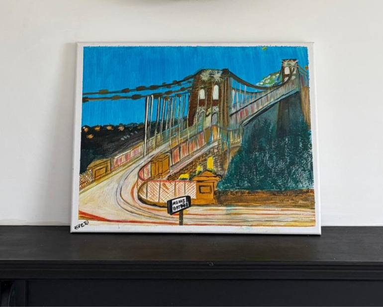 Original Famous Painting by Sandhya Gurung  Abstract Art on Canvas  Menai Bridge Wales