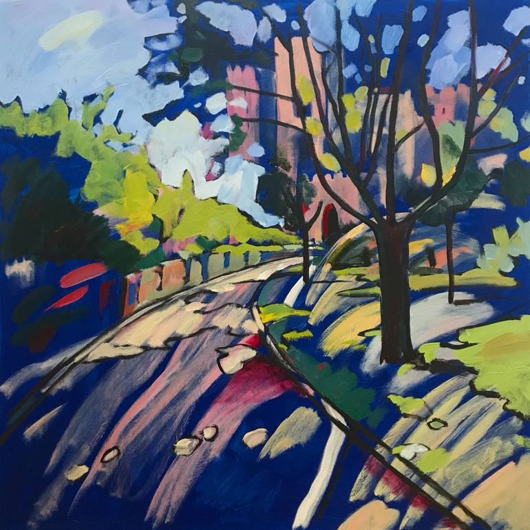 Original Landscape Painting by Natalia Matveeva | Contemporary Art on Canvas | Pink and Blue Landscape