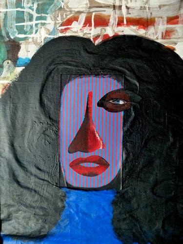 Original Abstract Expressionism Portrait Collage by Rogério Freitas