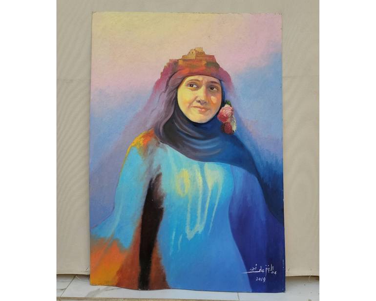 Original Pop Culture/Celebrity Painting by Abdulghani Ali Ahmed Al-hajouri | Figurative Art on Pressed Cardboard | Guardian of the Peaks