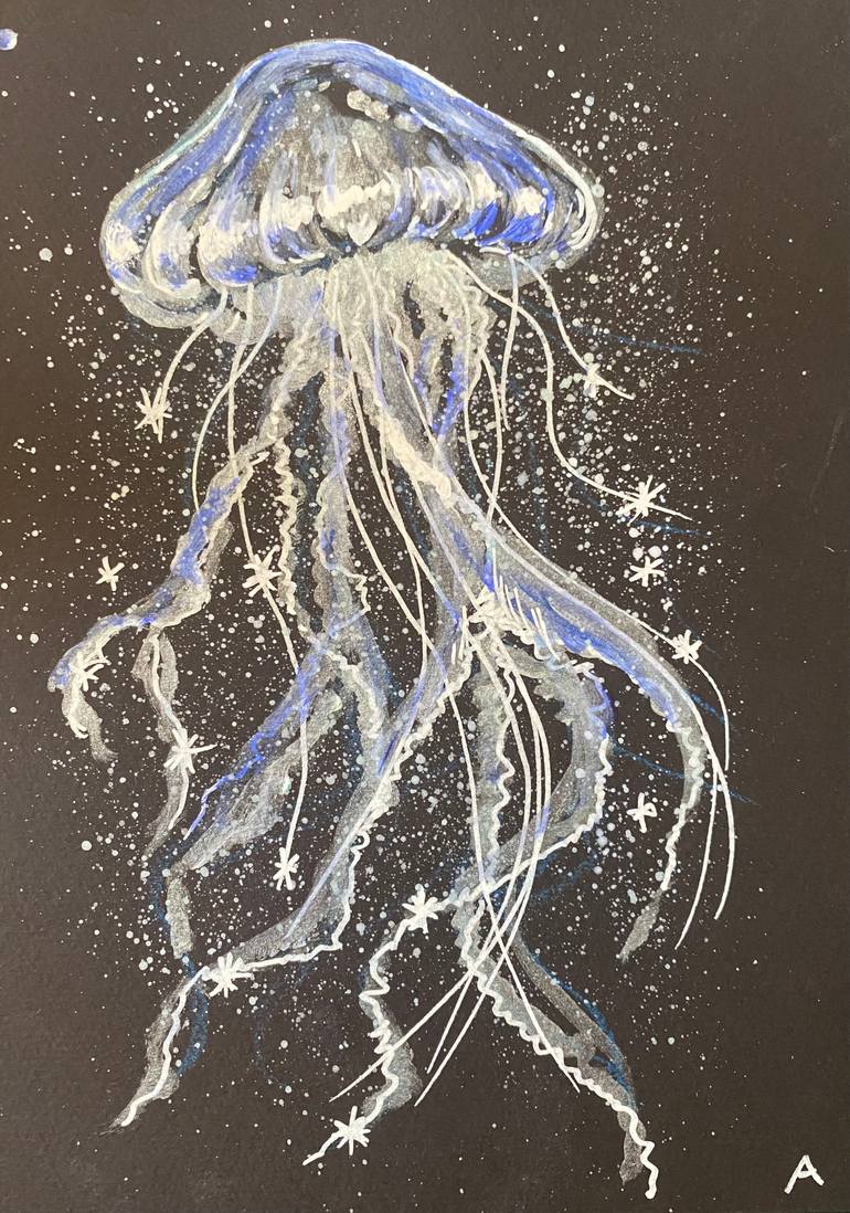 Original Fantasy Painting by Arisa Tateishi | Illustration Art on Paper | A Silent Traveler in the Deep Abyss