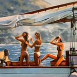 3 girls on a boat by Thomas Saliot