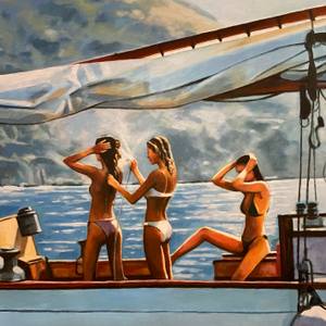 3 girls on a boat