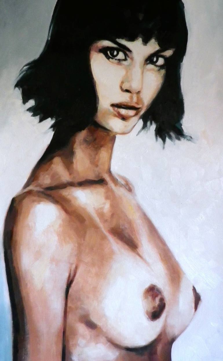 Bare breasted trouble Painting by Thomas Saliot | Saatchi Art