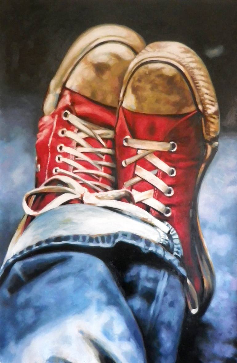 Red converse allstar Painting by Thomas 