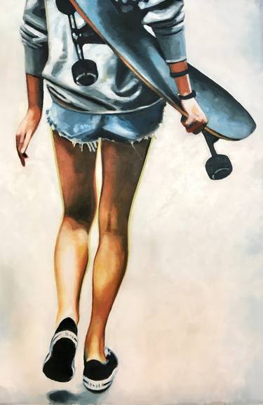 Saatchi Art Artist Thomas Saliot; Painting, “Longboard skate girl” #art