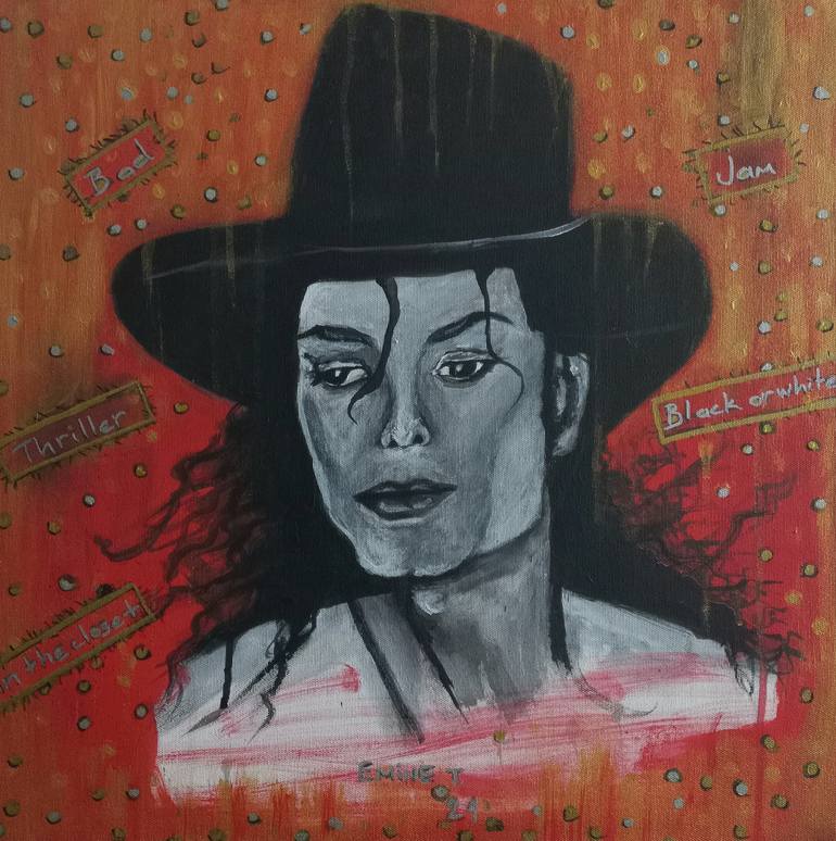 Original Famous Painting by Emine Terkul  Portraiture Art on Canvas  Michael Jackson