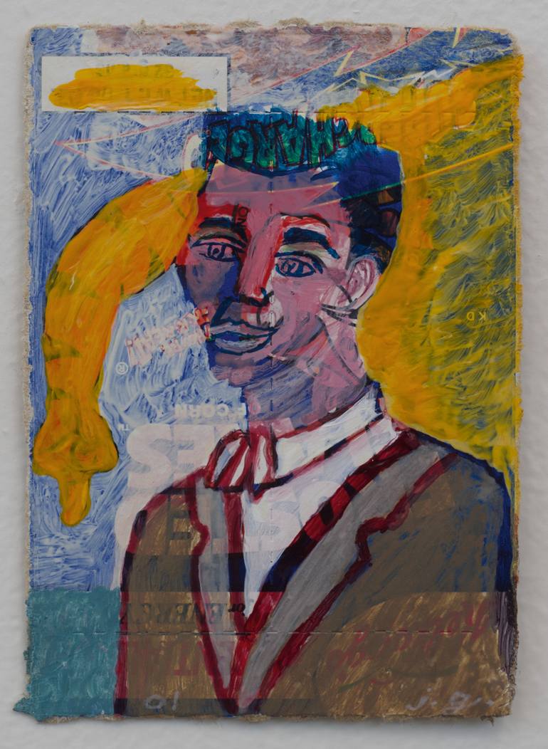 Original Famous Painting by John Goulet  Contemporary Art on Pressed Cardboard  Small Frank