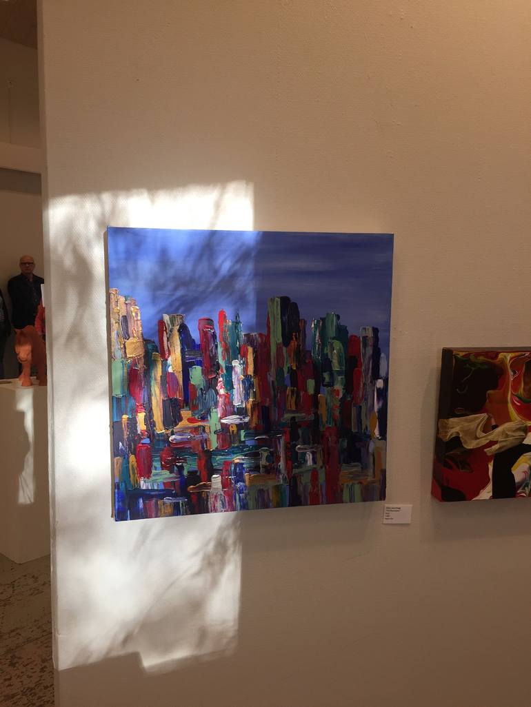 Original Abstract Expressionism Cities Painting by Zlata Jaanimägi