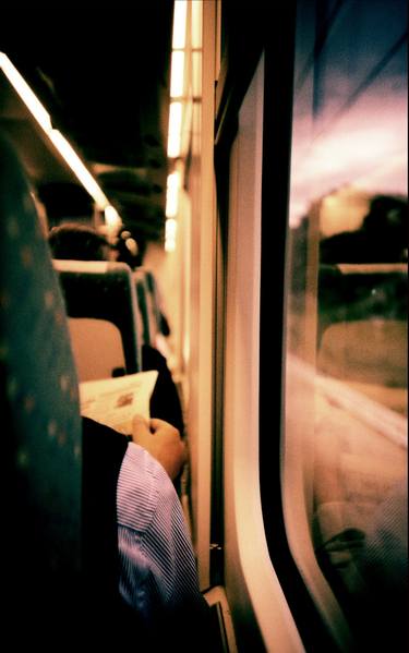 Man on train - Lomo LCA xpro lomographic analog 35mm film thumb