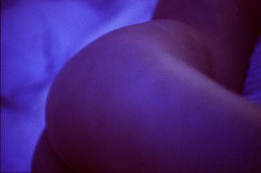  Young lady nude in bed sensual erotic analogue monochrome photo in blue purple xpro colors  thumb