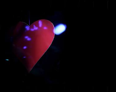 Saint Valentines day red love heart in darkness 35mm negative analog film photograph thumb