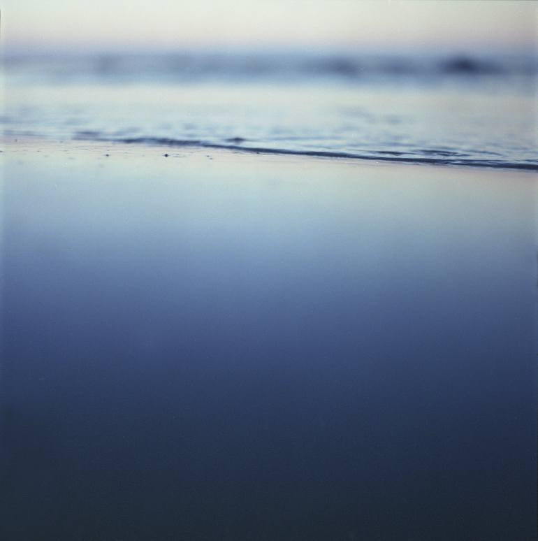Mediterranean sea at low tide on beach Ibiza Spain dusk sunset evening colors square film analogue photo - Print