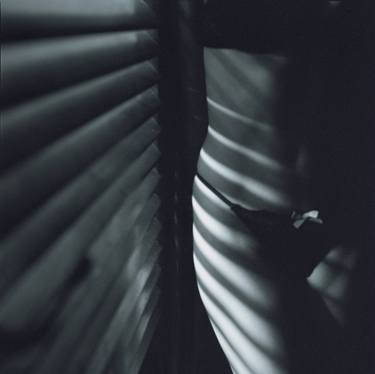 Light through door on young lady in underwear silver gelatin square analog Hasselblad photo thumb