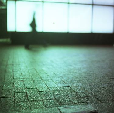 Man walking in city street Hasselblad medium format analog film thumb