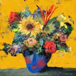 Vase of Flowers in Yellow Background by Ilir Pojani