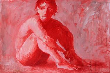 Nude male in red (Sold) thumb