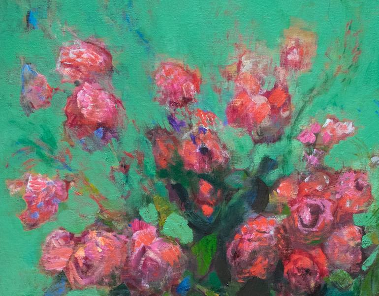 Original Expressionism Floral Painting by Ilir Pojani
