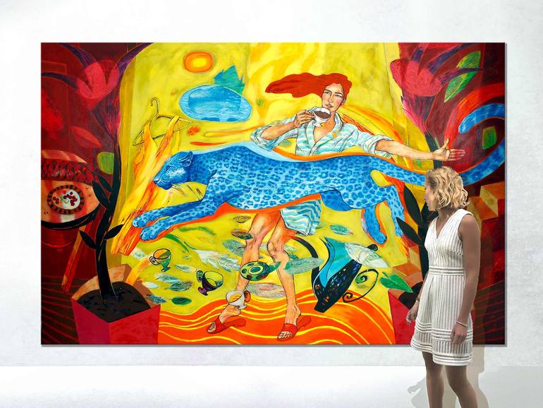 Original Expressionism Women Painting by Katarzyna Kopanska