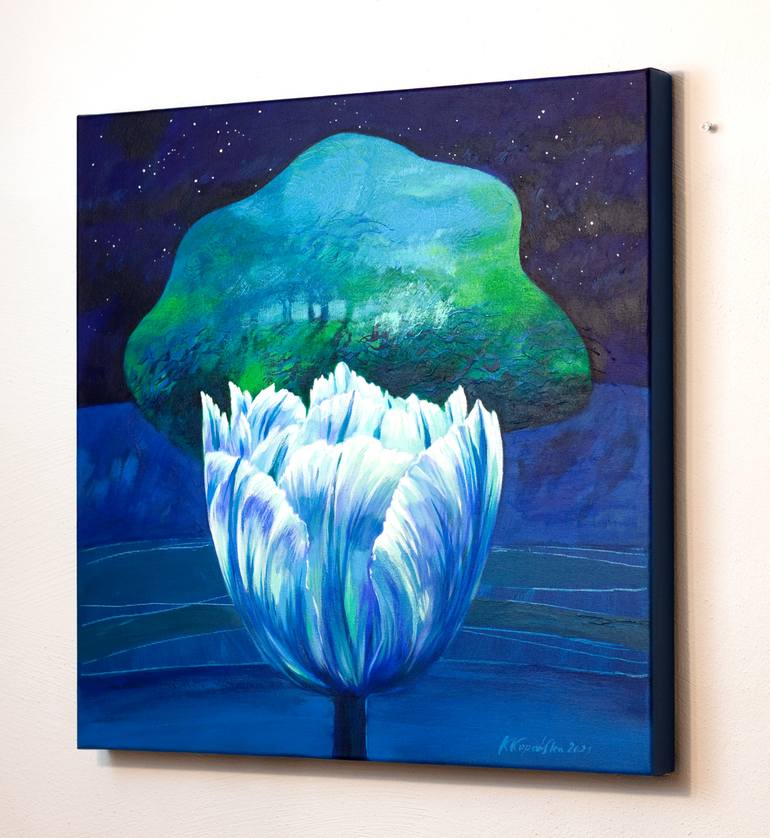 Original Expressionism Floral Painting by Katarzyna Kopanska