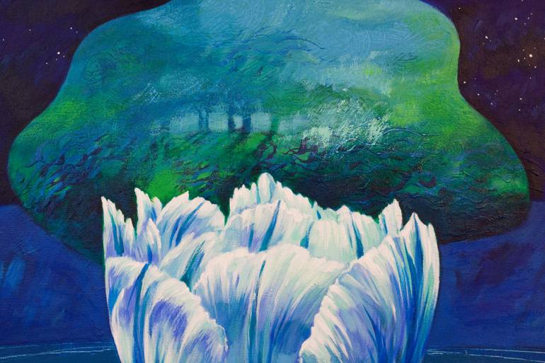 Original Expressionism Floral Painting by Katarzyna Kopanska