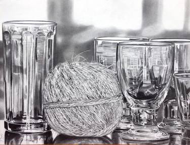 Original Photorealism Still Life Drawings by jacques bodin
