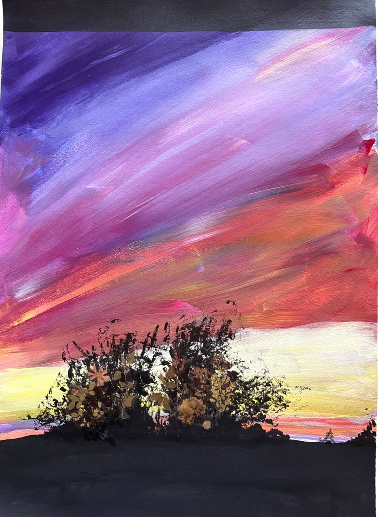 Original Abstract Mixed Media by Cristina Boccadoro | Contemporary Art on Acrylic | Trash Sunset series - The city