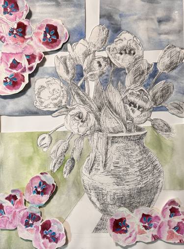Original Contemporary Floral Mixed Media by Faylinda Kodis