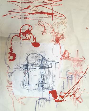 Original Abstract Expressionism Language Drawings by Naomi Middelmann