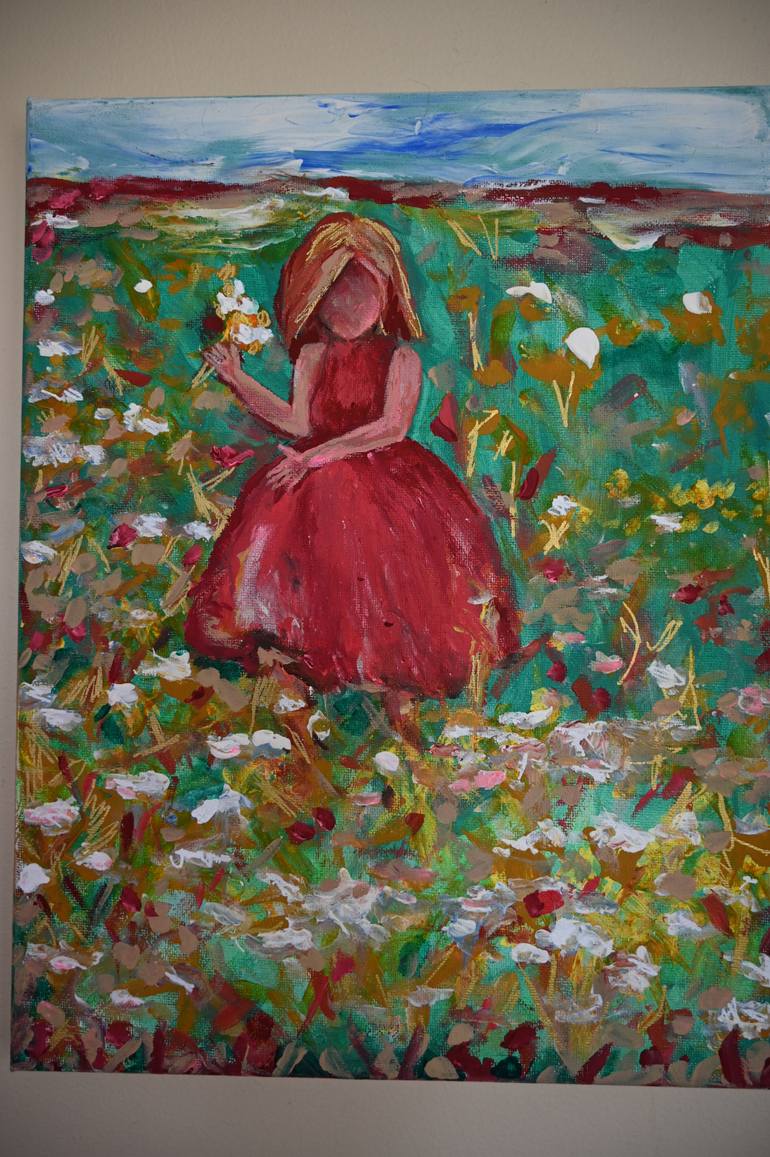 Original Garden Painting by Marsha Roberts | Neo-impressionism Art on Canvas | In a Field of Flowers