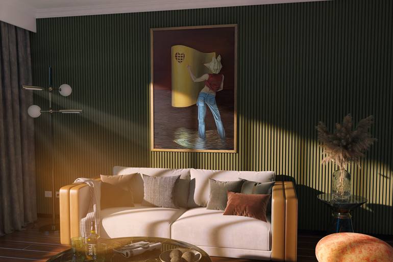 Original Surrealism Love Painting by Mylene Art