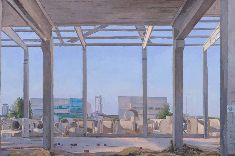 Original Realism Architecture Painting by Juan Álvarez Cebrián