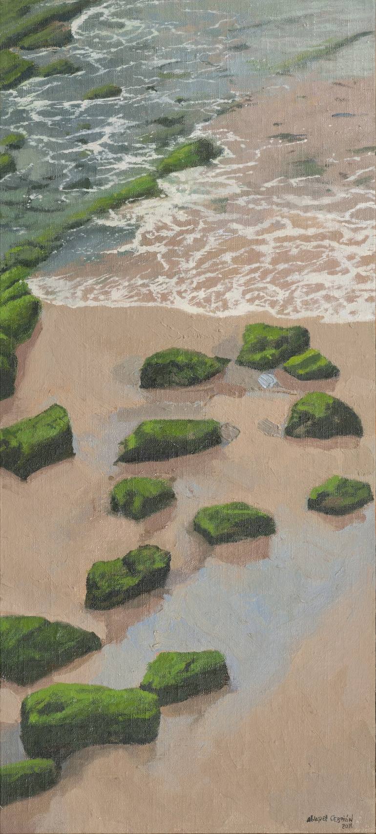 Original Realism Beach Painting by Juan Álvarez Cebrián